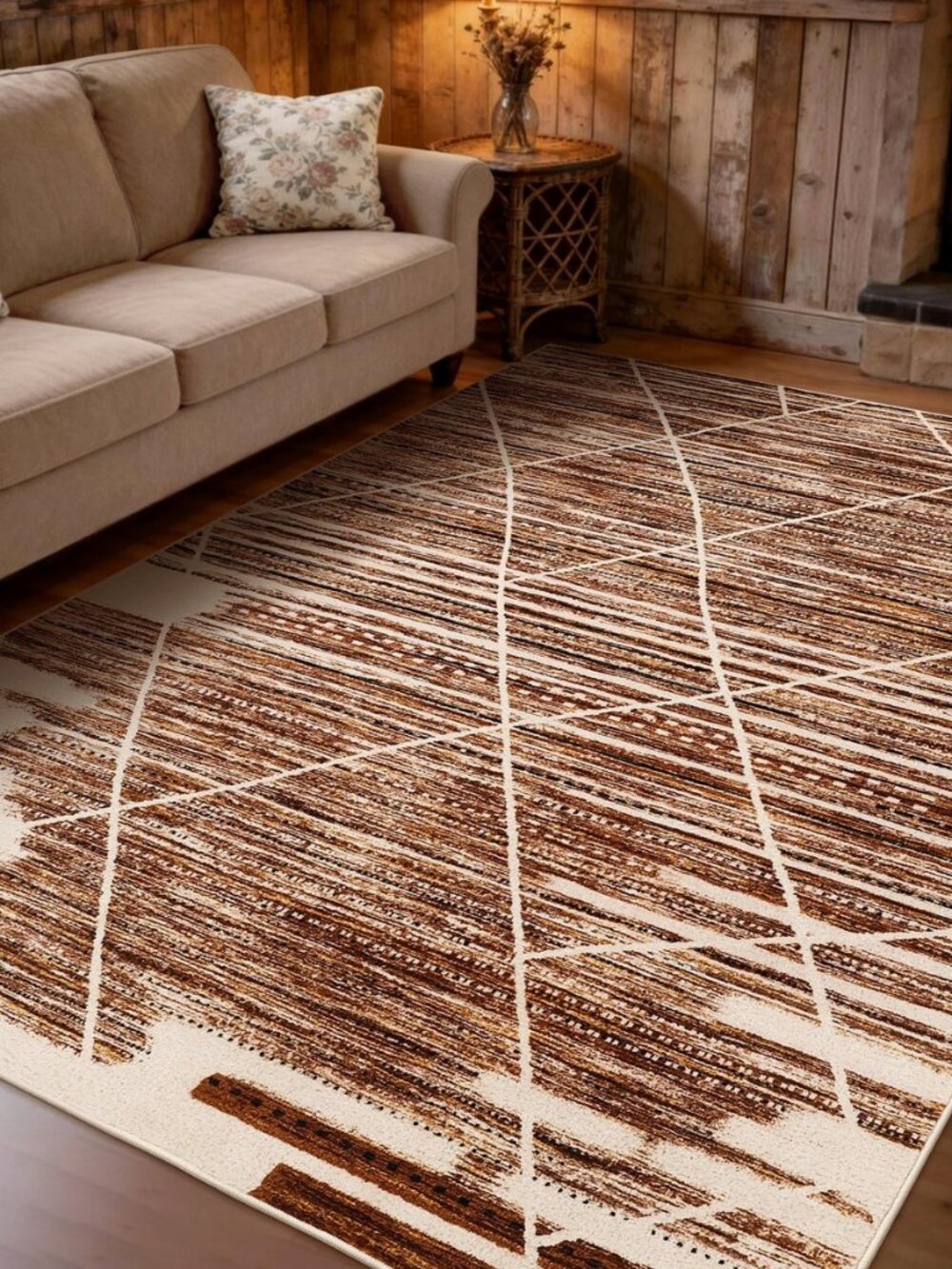 Washable 5x7 Area Rugs for Living Room,Vintage Western Rug for Bedroom Playroom